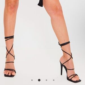 Sexy Black lace up strappy heels